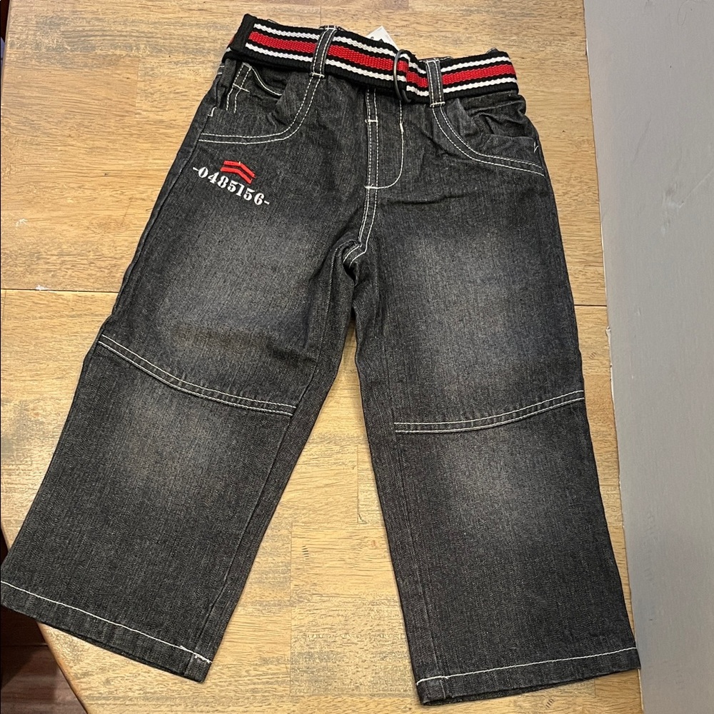 Trendy Kids Black Jeans with Red Accents
